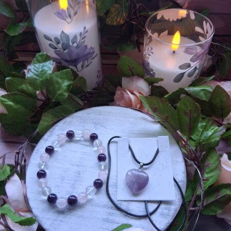 Amethyst, Rose Quartz & Clear Quartz Crystal Wellbeing Set