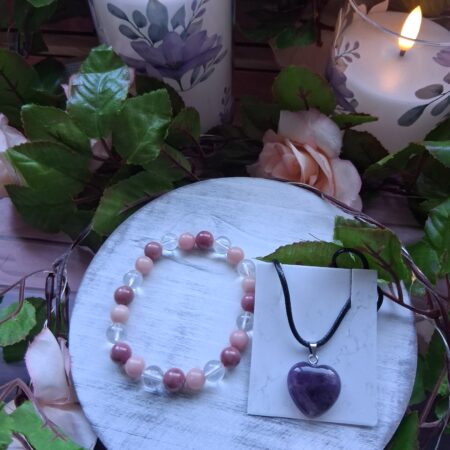 Clear Quartz, Pink Opal & Rhodonite Crystal Wellbeing Set
