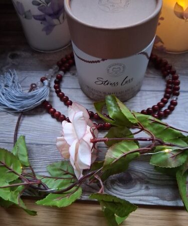 Stressless- Rosewood & Clear Quartz Mala Meditation Necklace