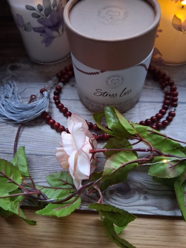 Stressless- Rosewood & Clear Quartz Mala Meditation Necklace