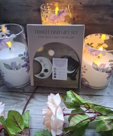 Ceramic Crescent Moon & Crystal Gift Set- Love & Self Love