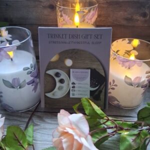 Ceramic Crescent Moon & Crystal Gift Set- Stress & Sleep