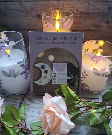 Ceramic Crescent Moon & Crystal Gift Set- Stress & Sleep