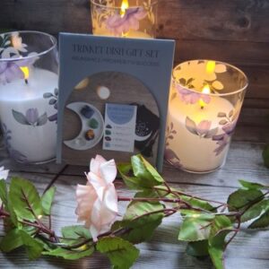 Ceramic Crescent Moon & Crystals Gift Set- Abundance & Prosperity