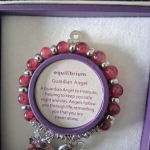 Equilibruim Red Beaded Silver Plated Guardian Angel Bracelet