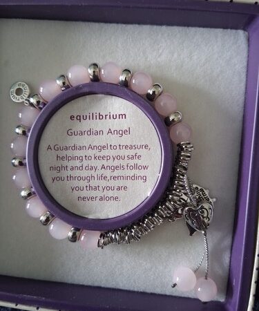 Equilibruim Pink Beaded Silver Plated Guardian Angel Bracelet