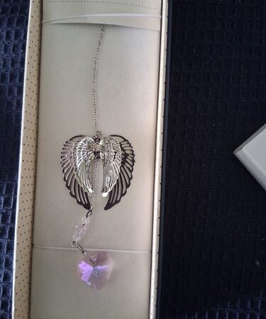 Equilibruim Angel Wing Suncatcher with Pink Heart